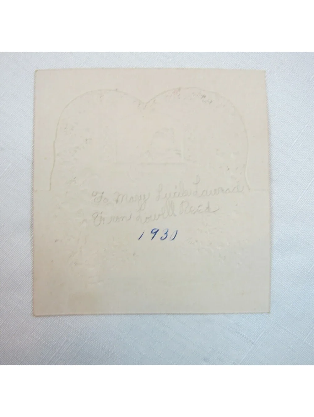 Vintage Valentine 1930 Beistle Stand Up Card Boy Plays Mandolin Girl Window USA